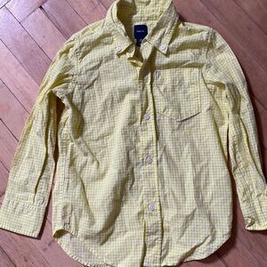GAP KIDS yellow gingham button-down, unisex size 4-5, XS.